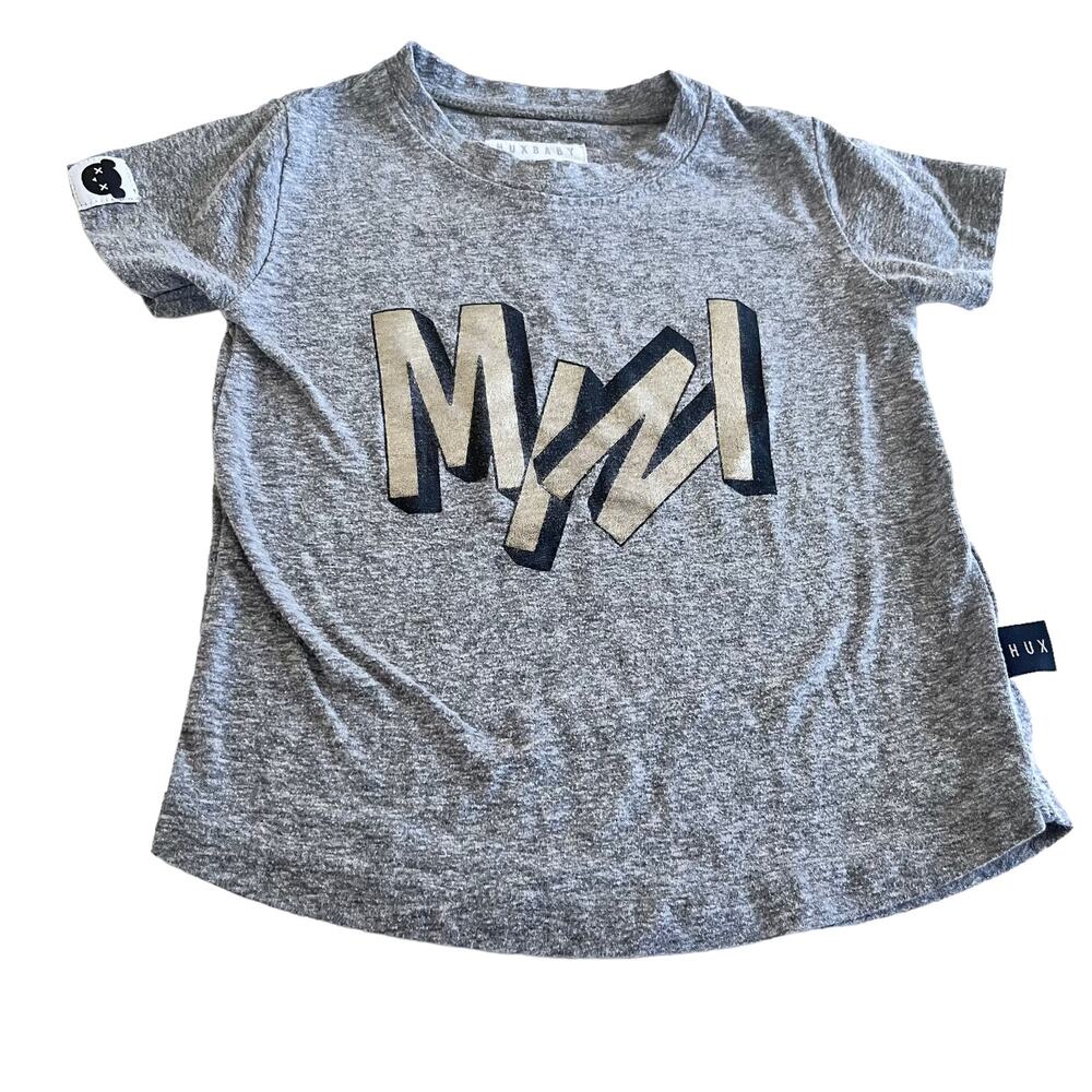 Huxbaby boys MINI gray marled summer cotton short sleeve streetwear t-shirt sz 2